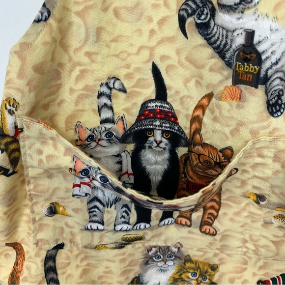 Handmade Cat Beach Theme Kids Adjustable Tie Back Apron Reversible Ladybug Sz OS - Picture 7 of 14